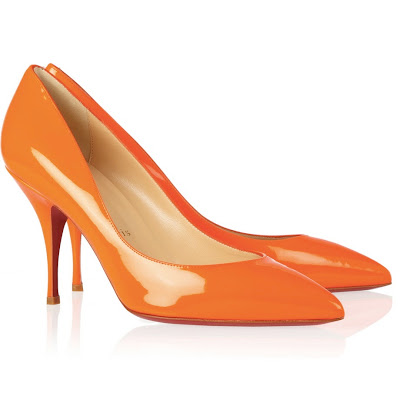 Bright orange-stilletto heels-pointed toe pumps