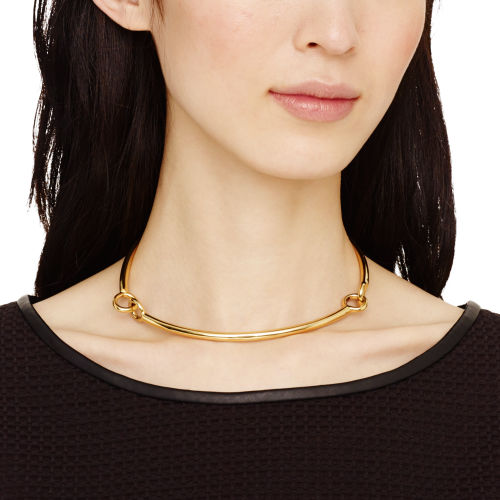 close-up of gold baby-knot choker