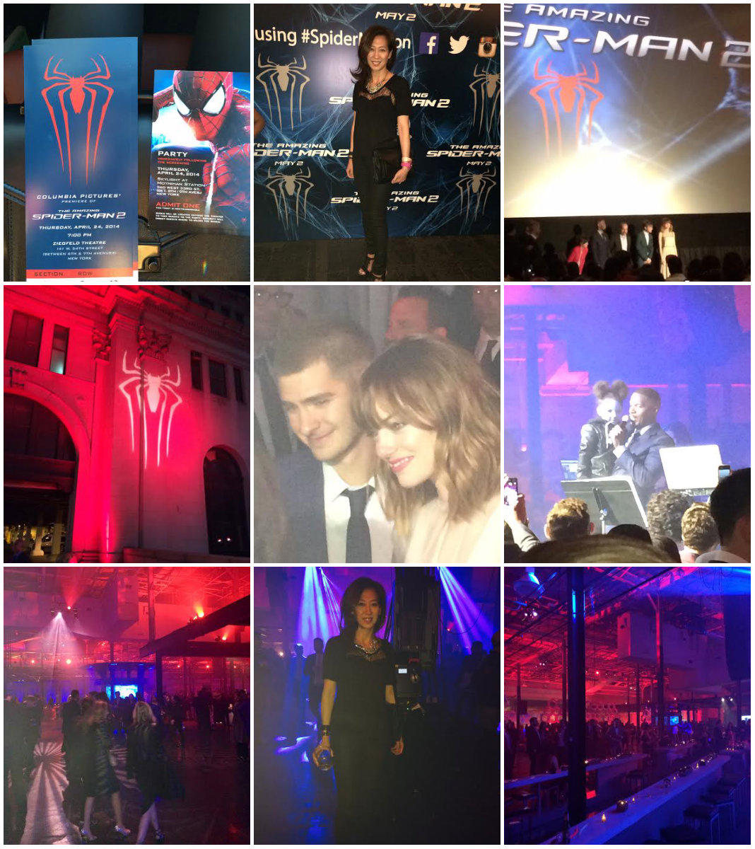 The Amazing SpiderMan 2 photo collage of movie premiere and after-party in Manhattan