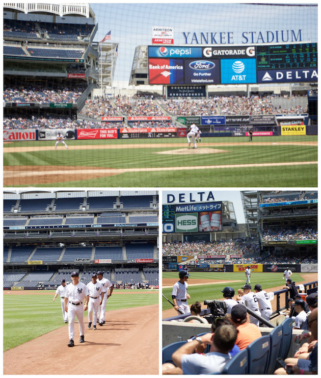 Photo of field, photo day, Yankees players in dugout
