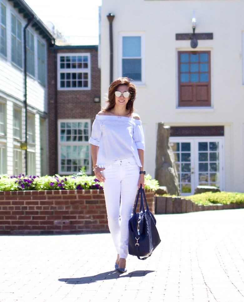 Summer Getaway OOTD - Off The Shoulder Top and White Jeans