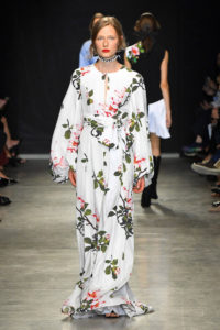 Andrew GN Spring 2018, white floral print dress with bishop sleeves