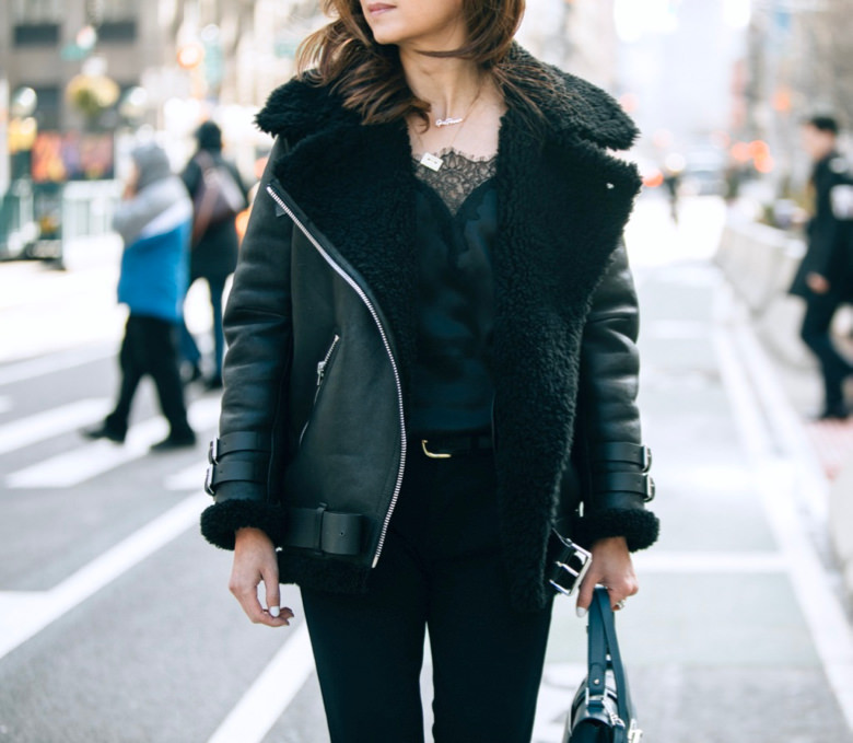 Acne shearling velocite jacket, Cami NYC in Flatiron NYC