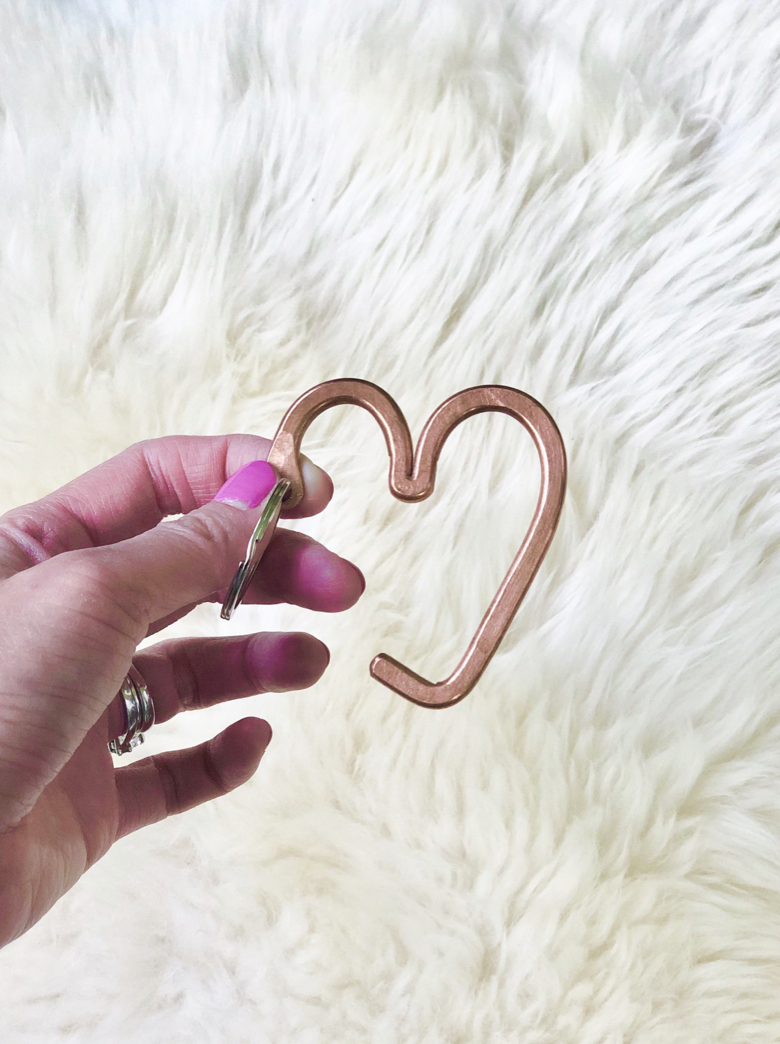 100% Copper Contact-Limiting Key Ring, Heart Shaped